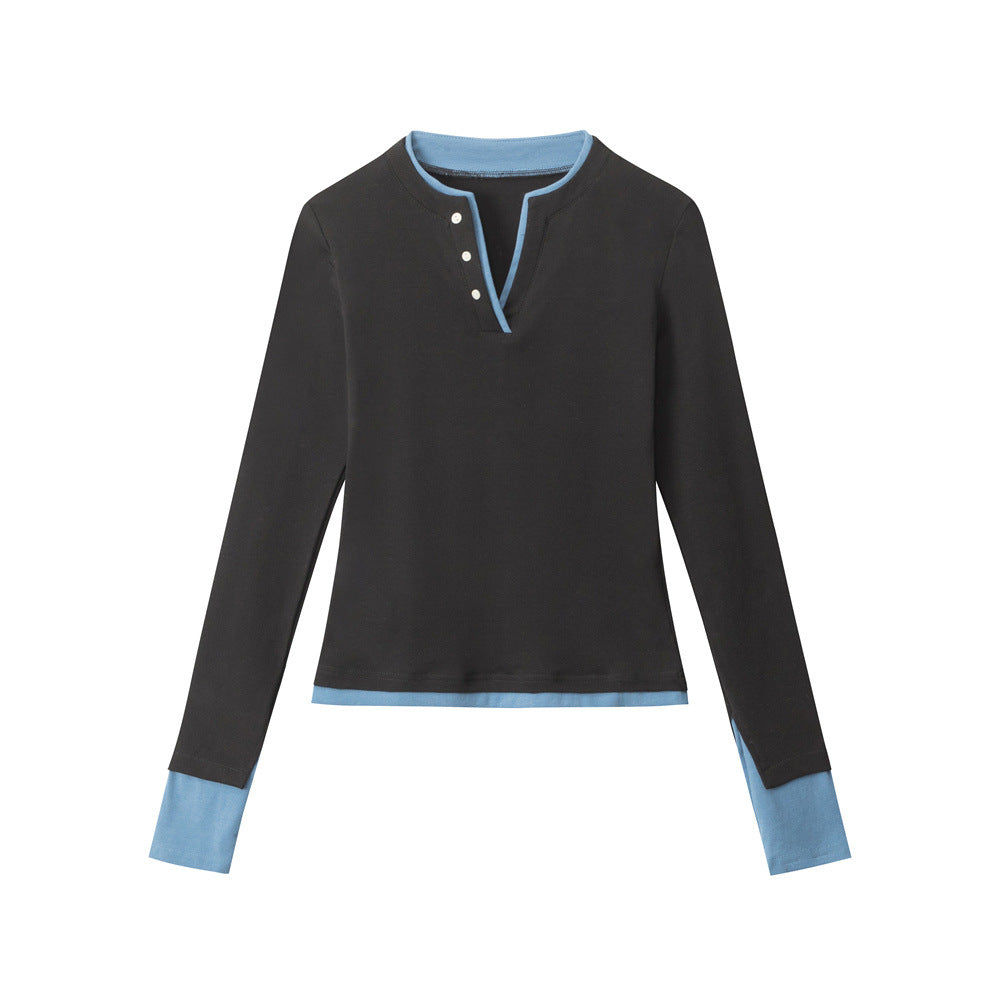 Fake-two slim T-shirt | 2 color