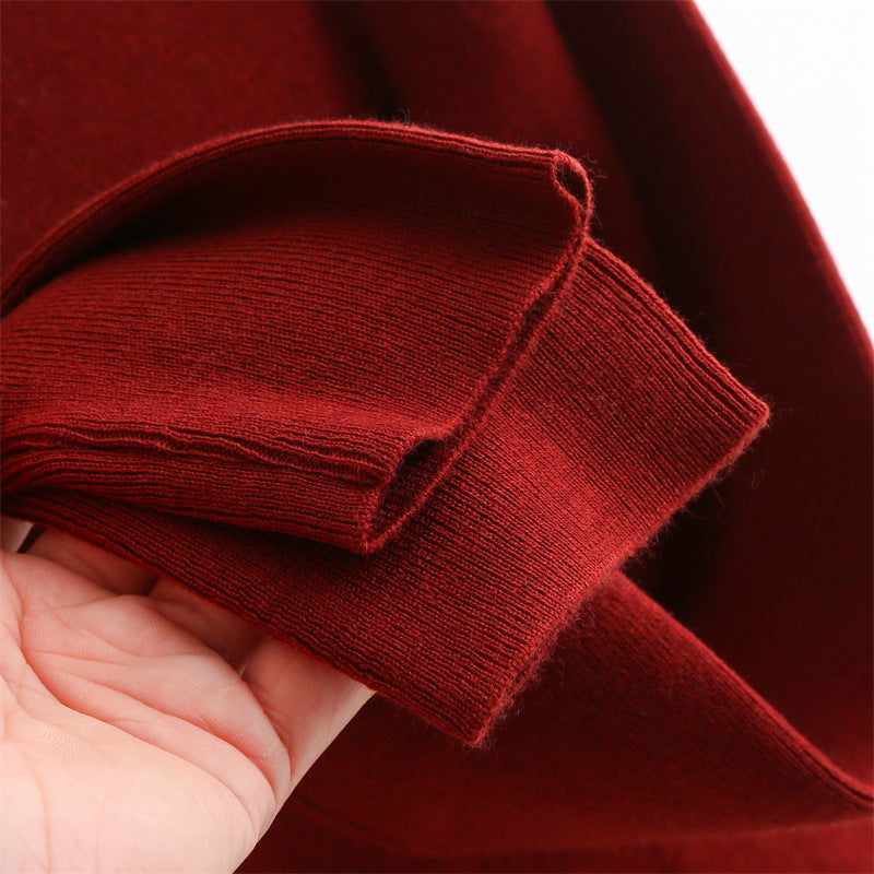 Sheer Shoulder Wool Blend Turtleneck