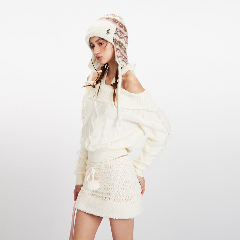 Off-shoulder sweater | 2 color