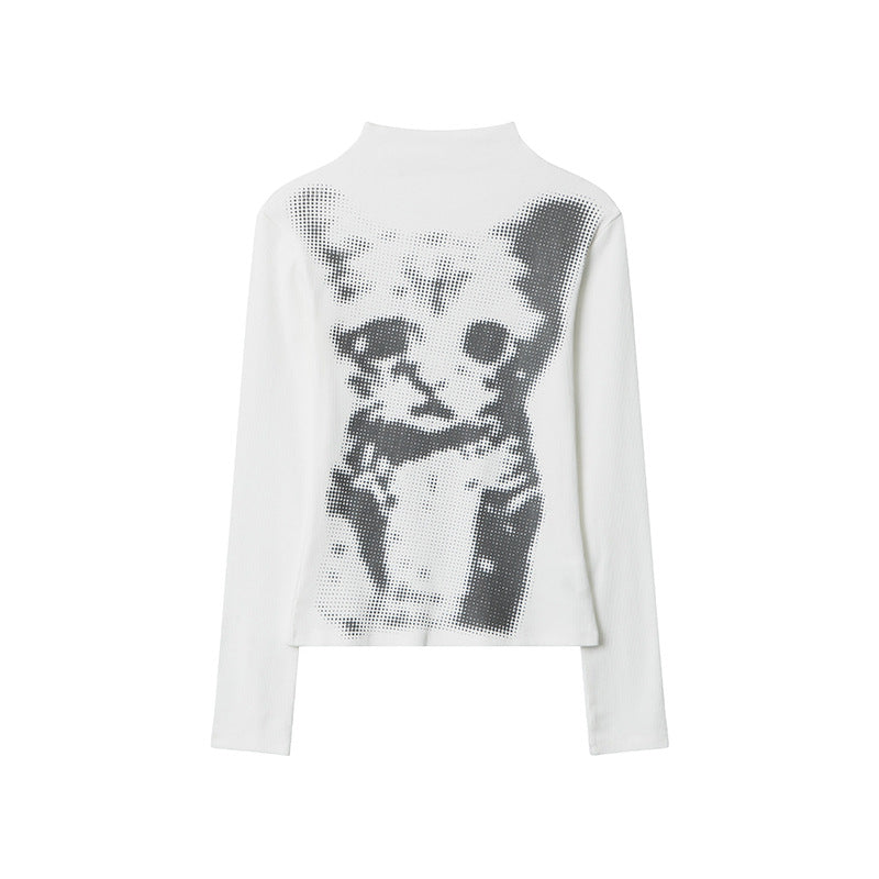 Kitty prints elastic T-shirt | 2 color