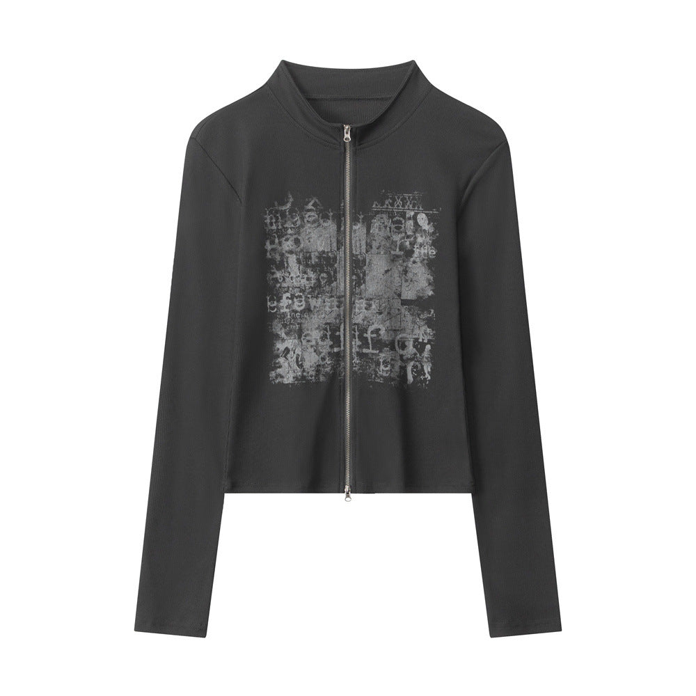 Double-zipper slim knit top | 2 color