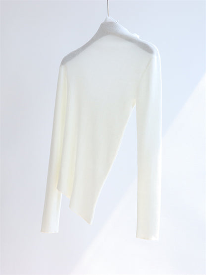 Asymmetric Turtleneck Wool Knit Top | 8 Colors