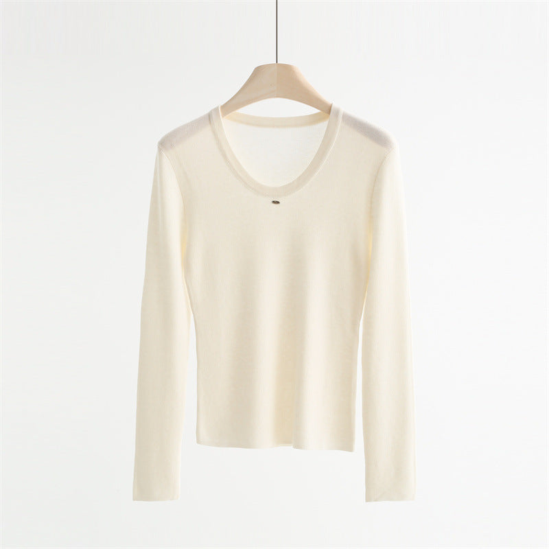 Classic U-Neck Wool Blend Sweater
