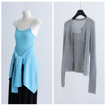 Two-Piece Knit Cardigan & Cami Set | 8 Colors