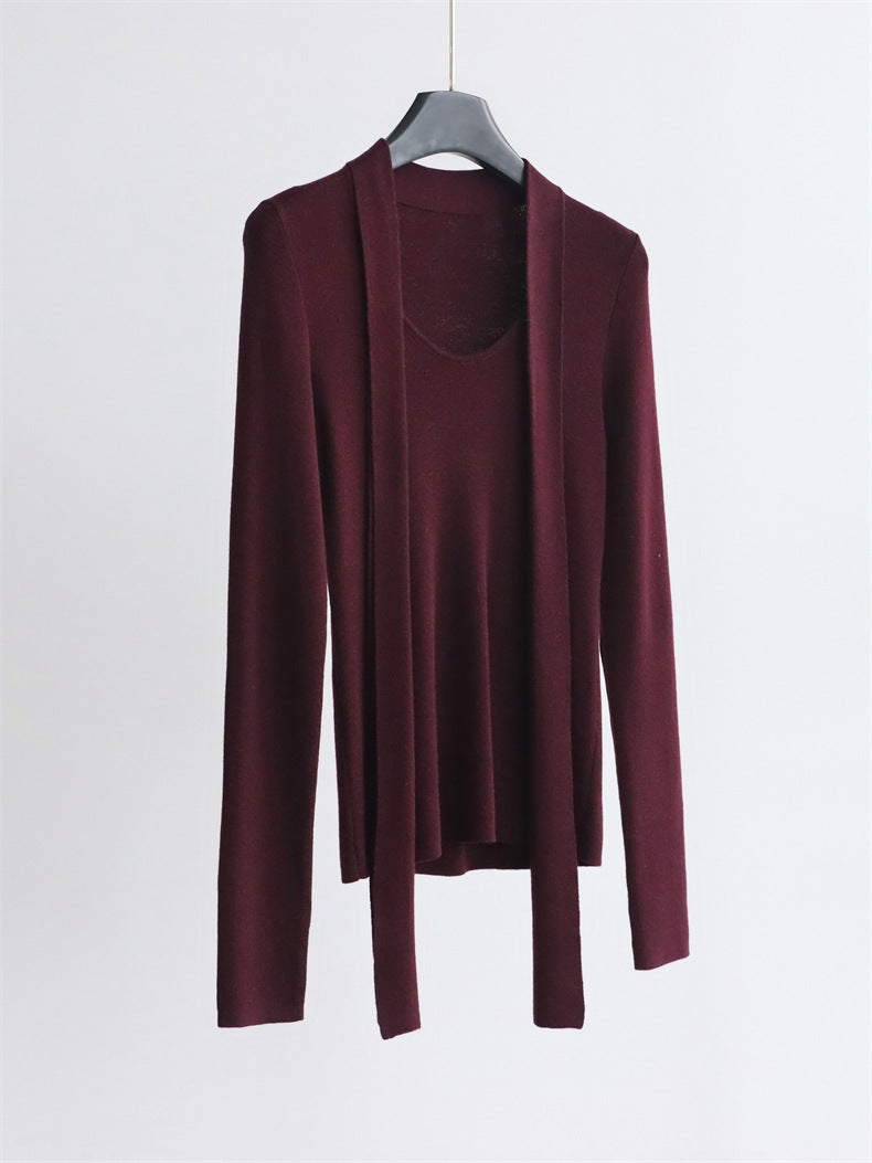 Base knitwear top with a tie | 6 color