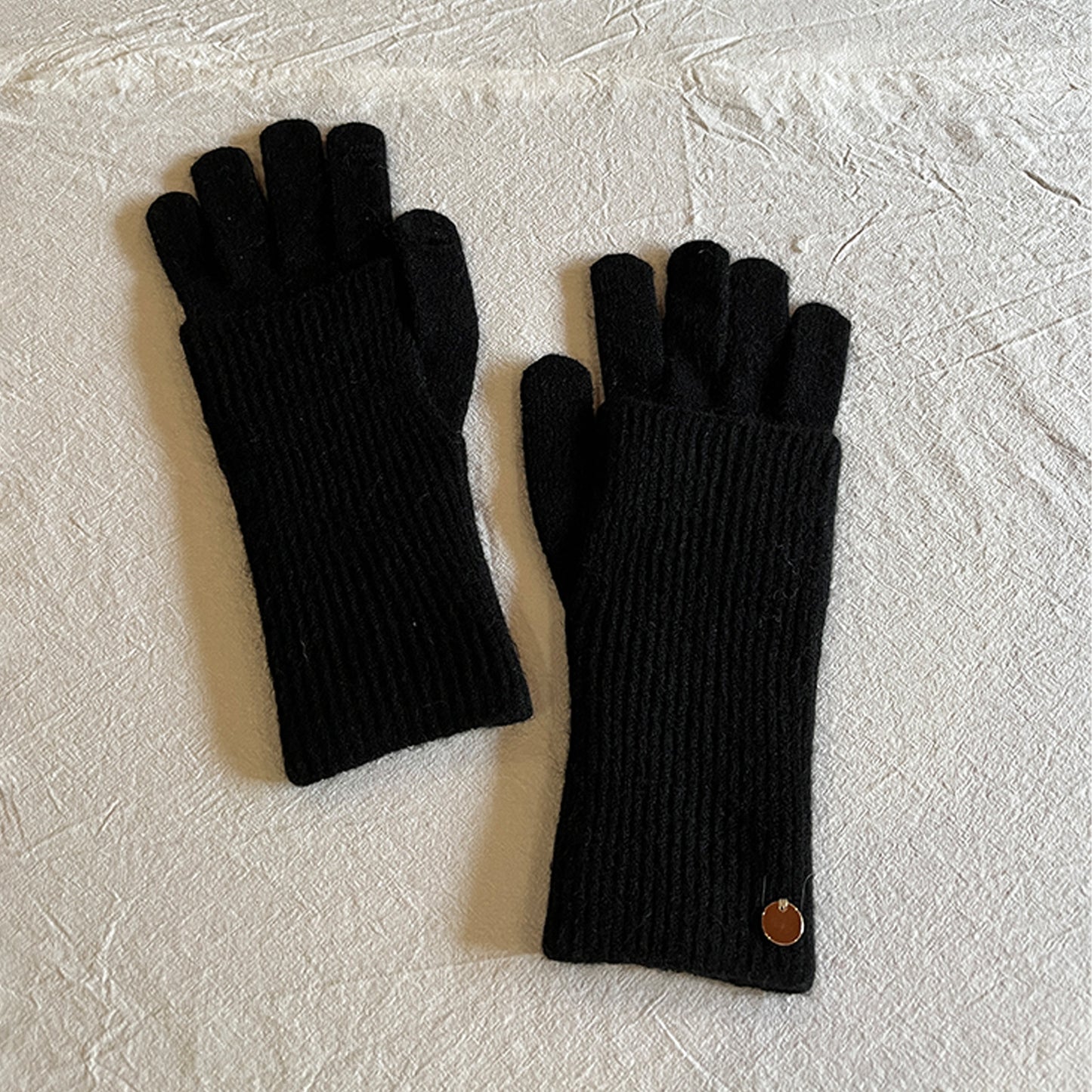 Detachable Wool-Blend Knit Gloves