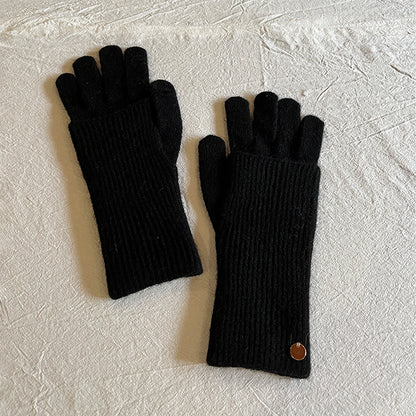 Detachable Wool-Blend Knit Gloves