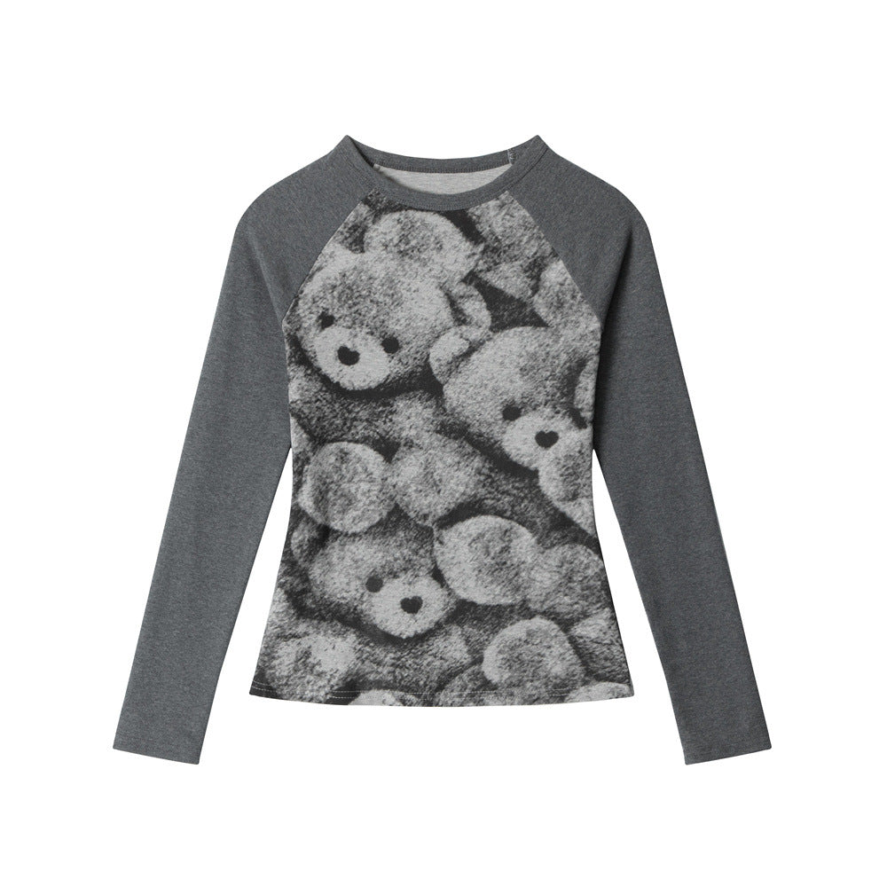 Bear prints slim T-shirt | 2 color