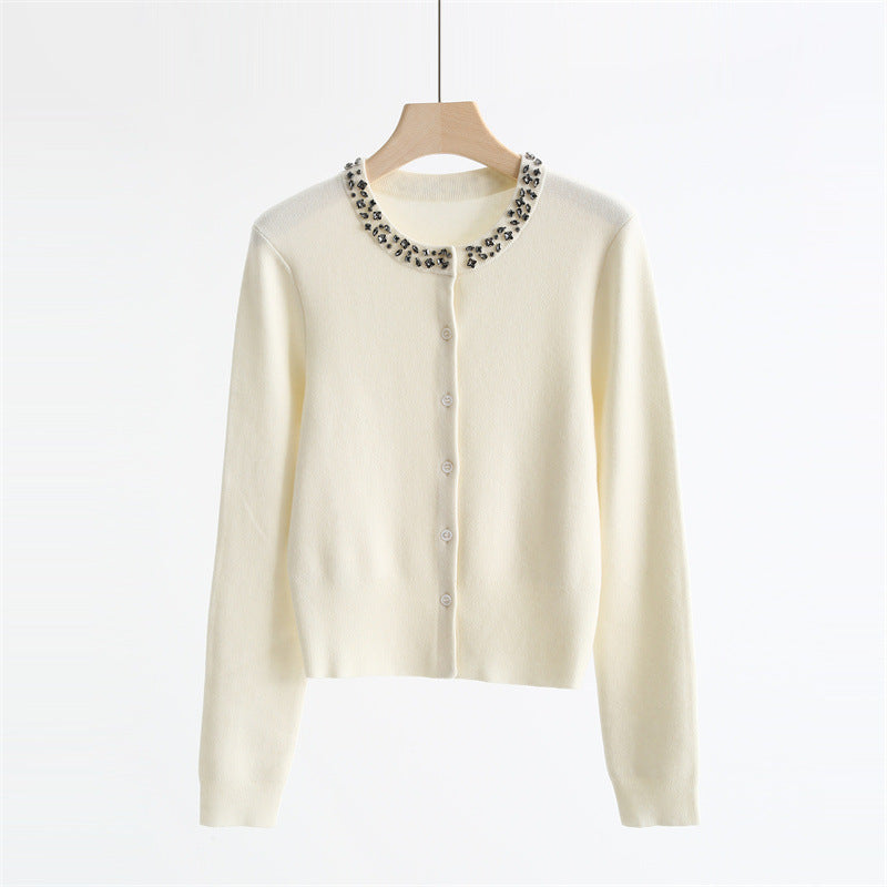 Embellished Wool Blend Cardigan