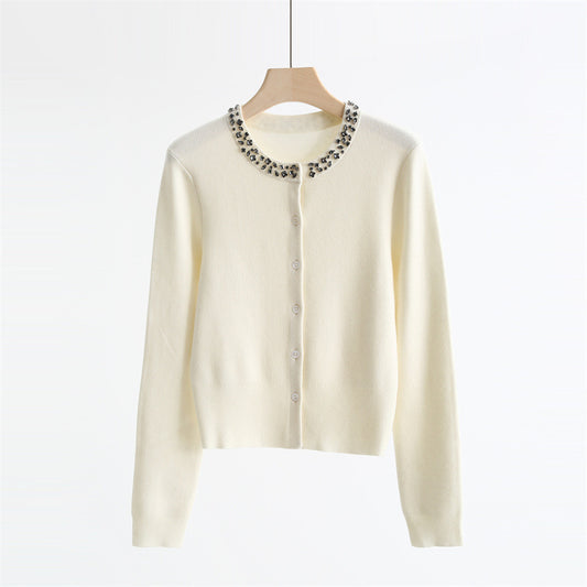 Embellished Wool Blend Cardigan