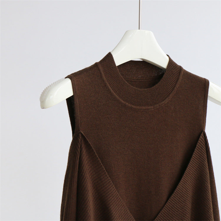 Layered Cold Shoulder Wool Knit Top | 6 Colors