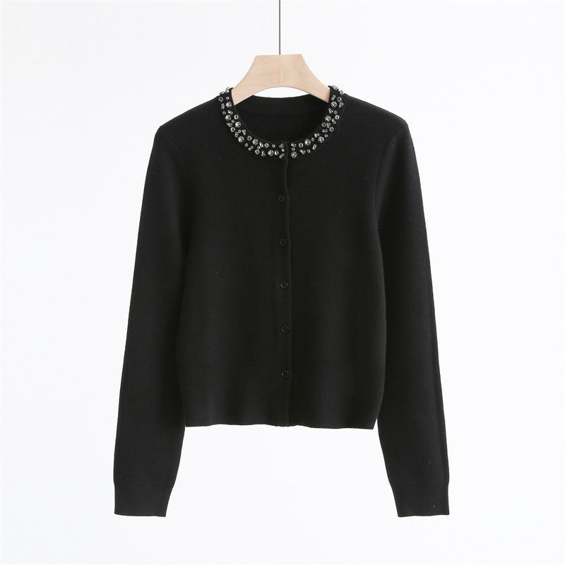 Embellished Wool Blend Cardigan
