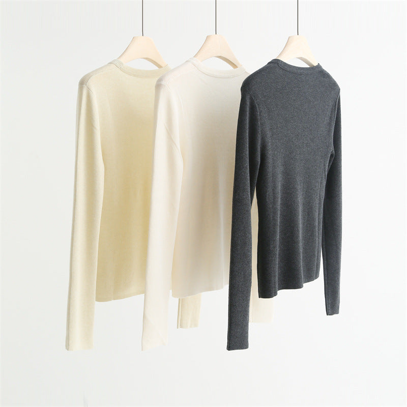 Classic U-Neck Wool Blend Sweater