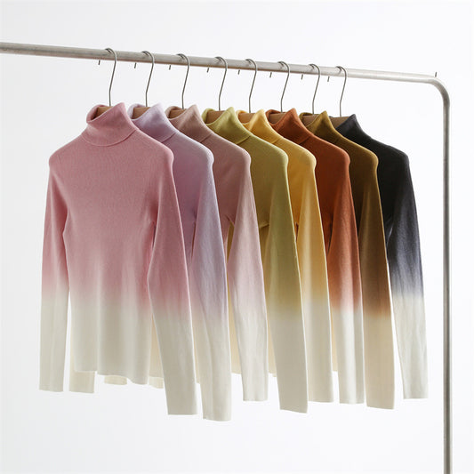 Gradient Wool-Blend High-Neck Knit Top