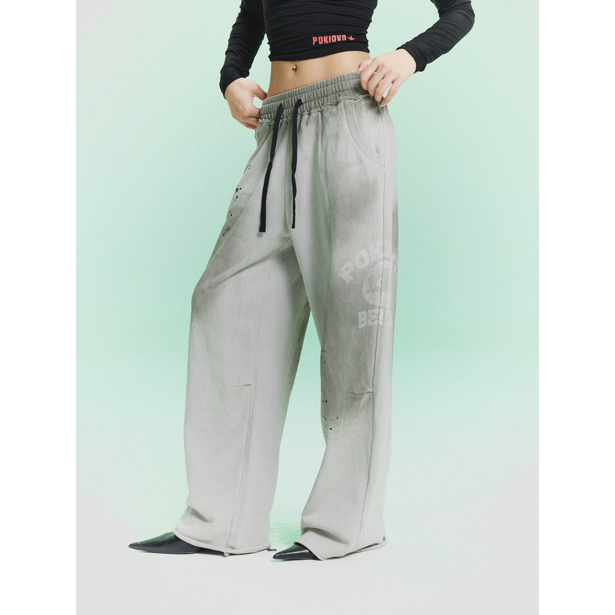 Pokiovo Tie Dye Wide Leg Sweatpants | Grey