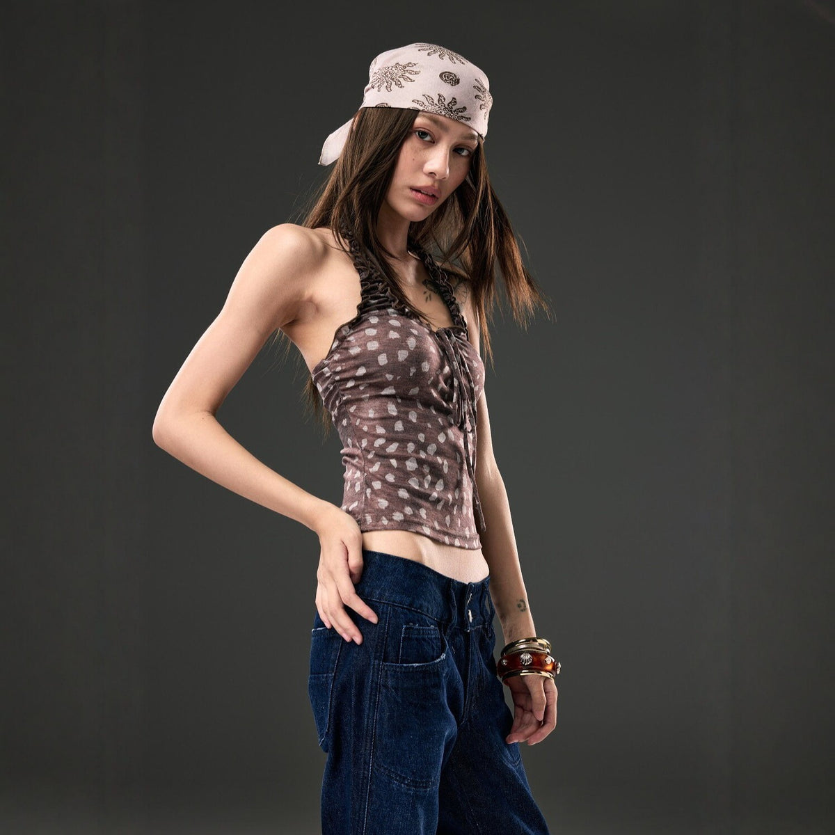 Pokiovo Polka Dot Halter Top | Coffee