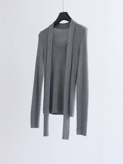 Base knitwear top with a tie | 6 color