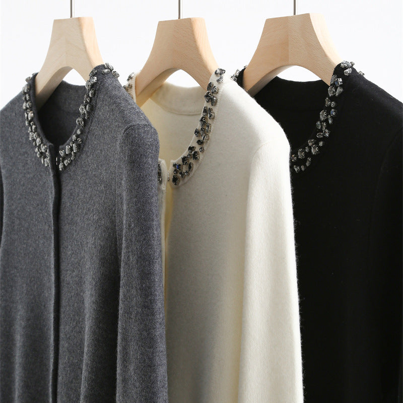 Embellished Wool Blend Cardigan