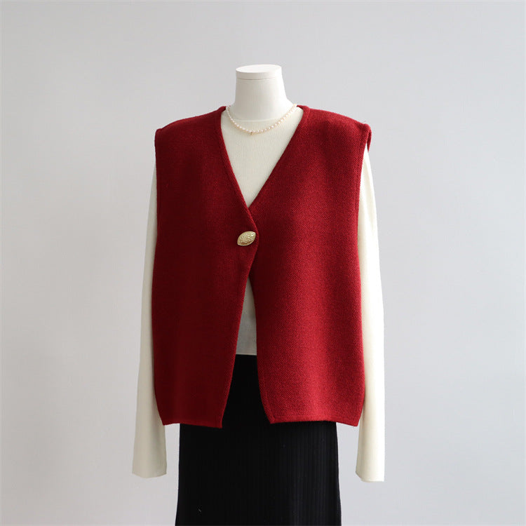 Single Gold-Button Wool-Blend Vest | 3 Colors
