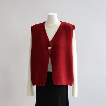 Single Gold-Button Wool-Blend Vest | 3 Colors