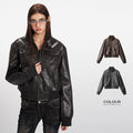 Glossy cropped chic PU jacket | 2 color