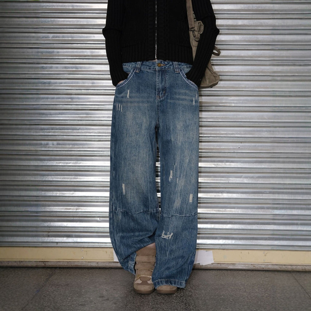 Faded Wash Wide Leg Jeans | Blue