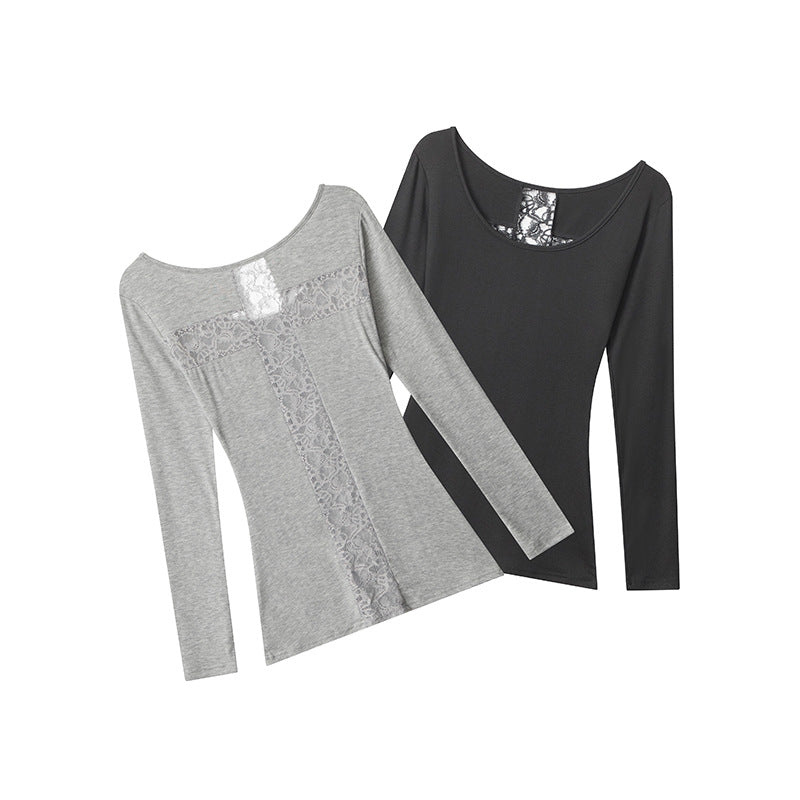 Back hollow lace t-shirt | 2 color