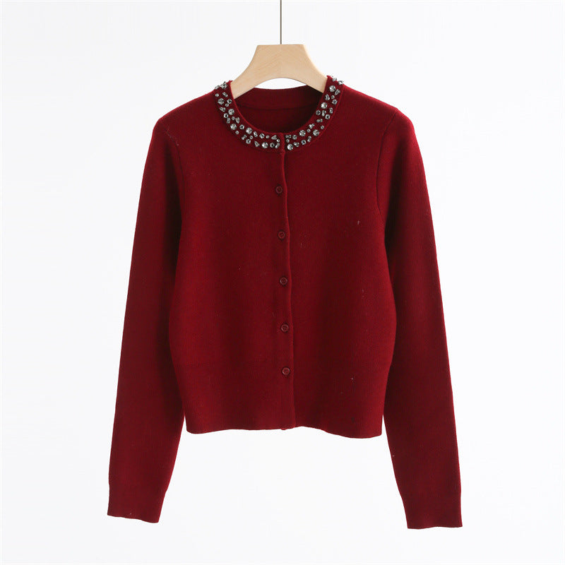 Embellished Wool Blend Cardigan