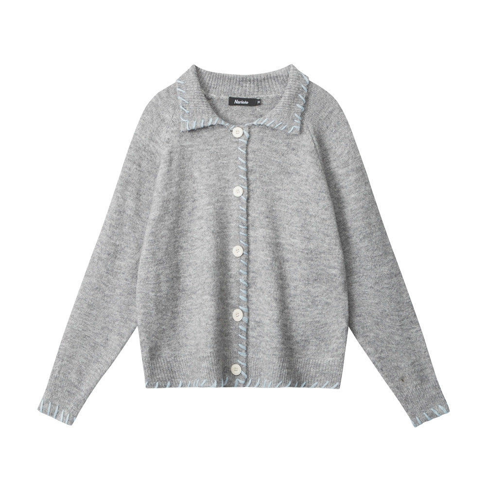 Weaving hem style loose cardigan | 2 color