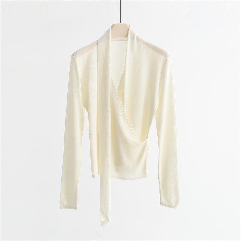 Lyocell & Mulberry Silk V-Neck Knit Top | 6 colors