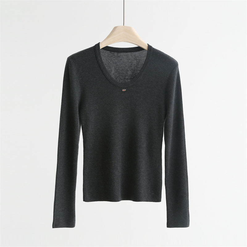 Classic U-Neck Wool Blend Sweater
