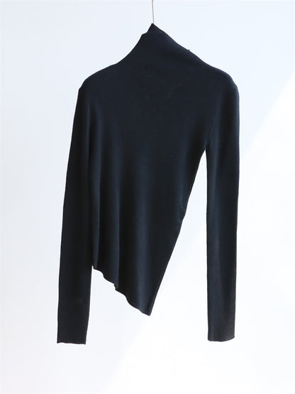 Asymmetric Turtleneck Wool Knit Top | 8 Colors
