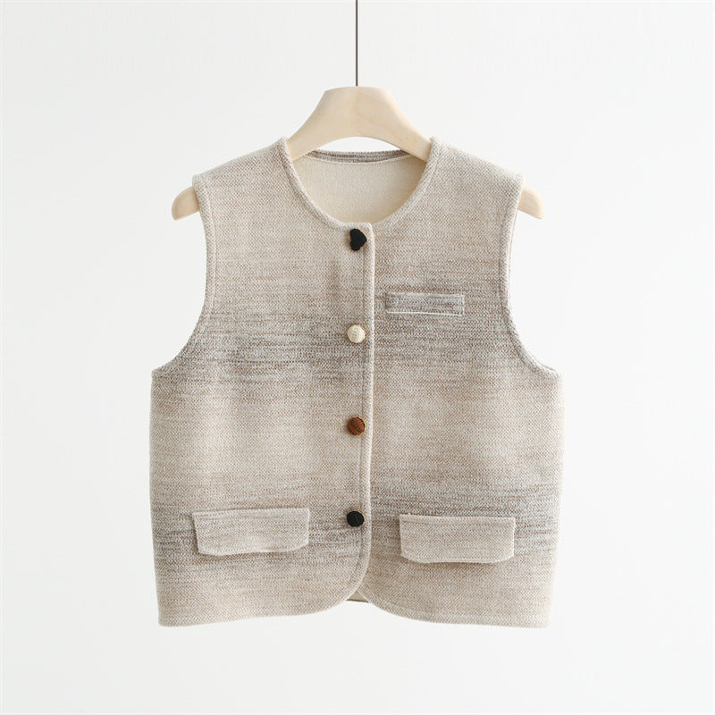 Tweed Textured Buttoned Vest