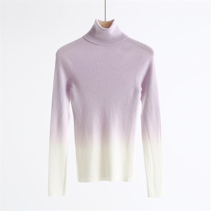 Gradient Wool-Blend High-Neck Knit Top