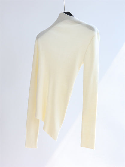 Asymmetric Turtleneck Wool Knit Top | 8 Colors