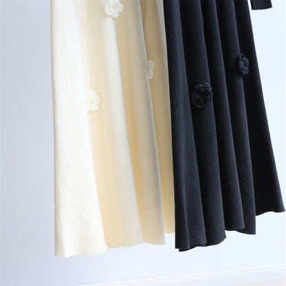 Floral Appliqué Ribbed Knit Maxi Dress | 2 Colors