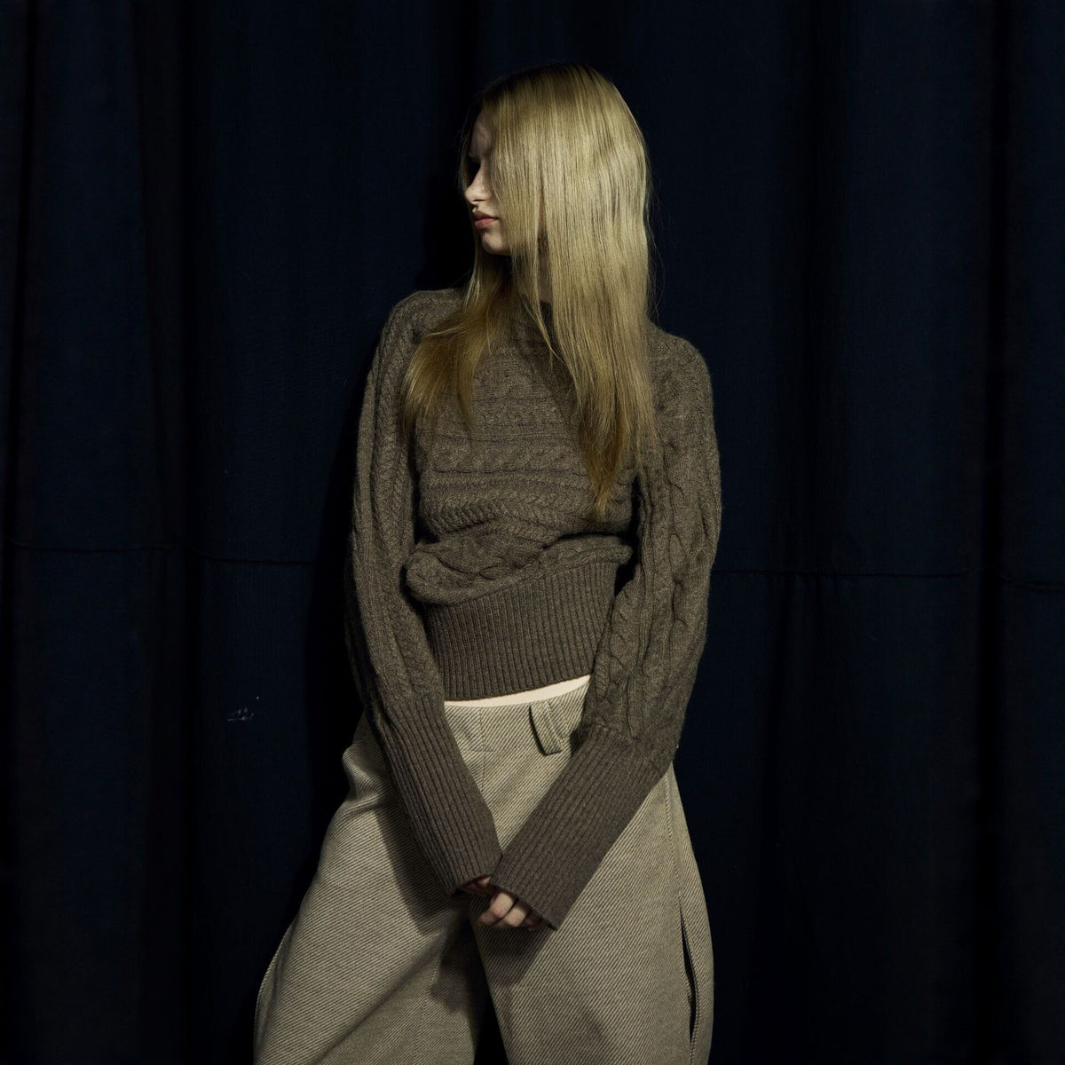 Pokiovo Cable Knit Sweater with Detachable Snood