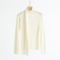 Asymmetric Scarf Collar Wool Blend Sweater