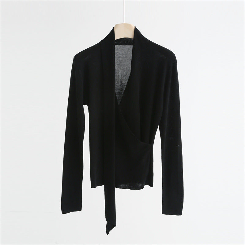 Lyocell & Mulberry Silk V-Neck Knit Top | 6 colors