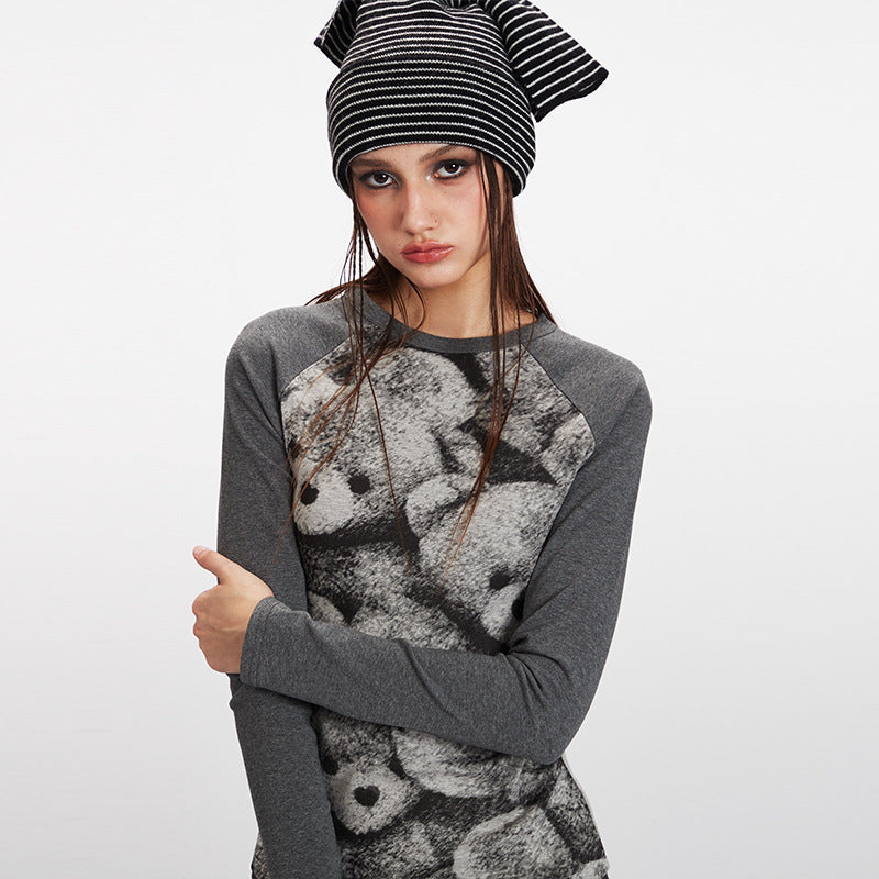 Bear prints slim T-shirt | 2 color