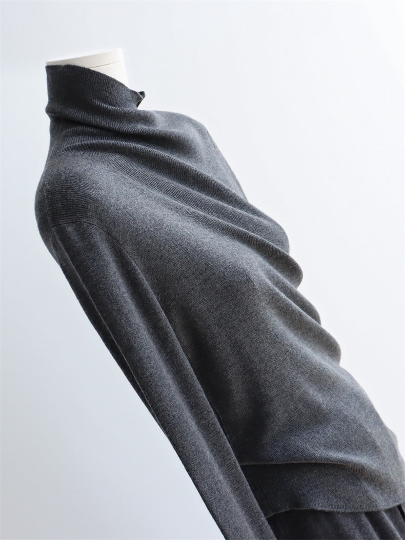 Asymmetric Turtleneck Wool Knit Top | 8 Colors