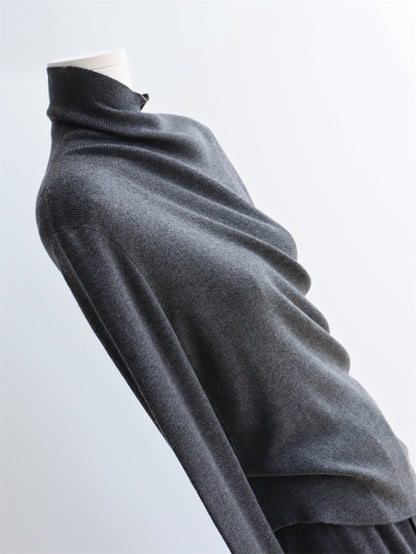 Asymmetric Turtleneck Wool Knit Top | 8 Colors