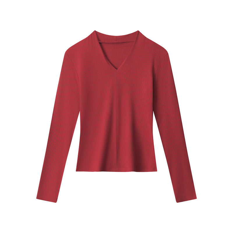 Slim V-neck base knitwear | 4 color