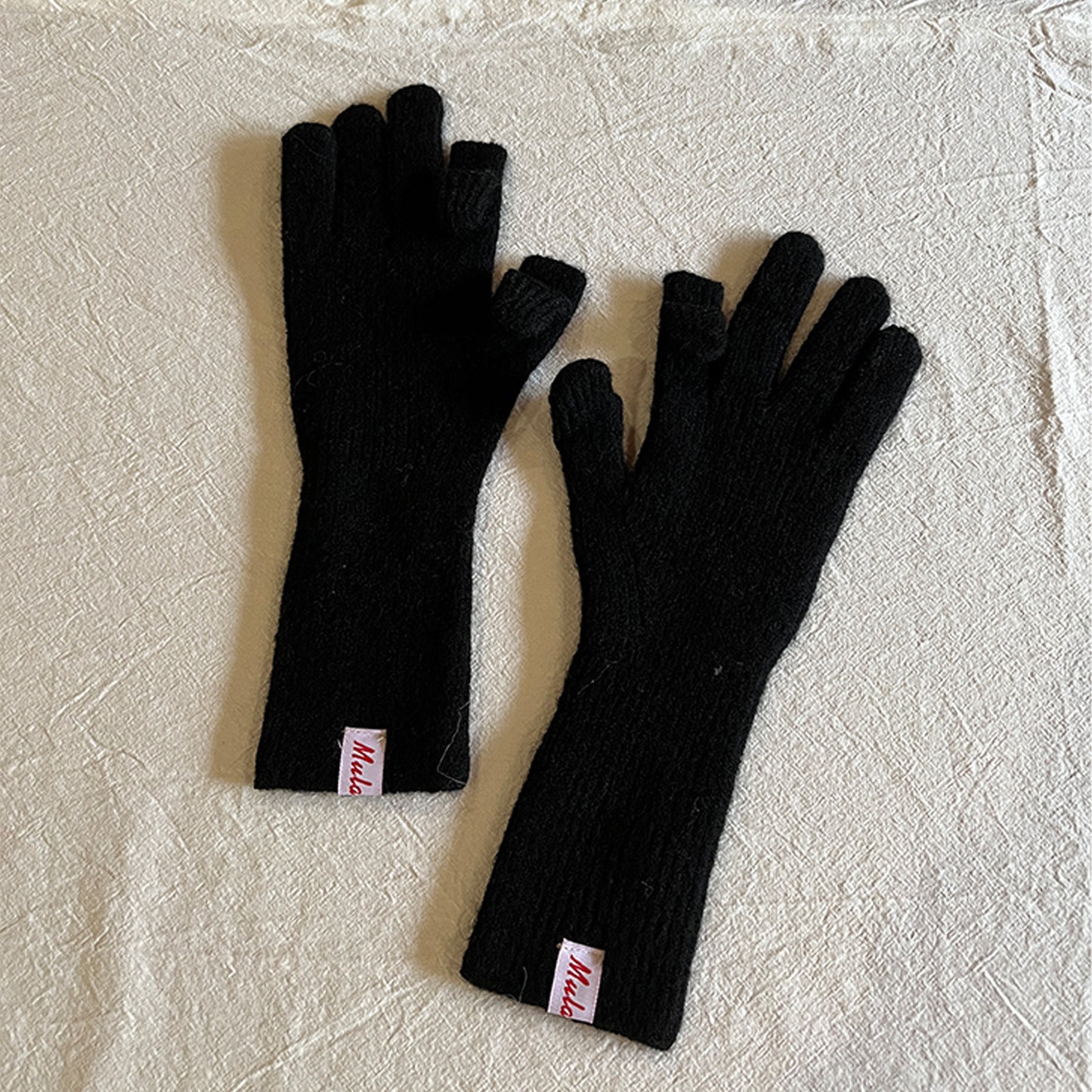 Wool-Blend Flip-Finger Knit Gloves