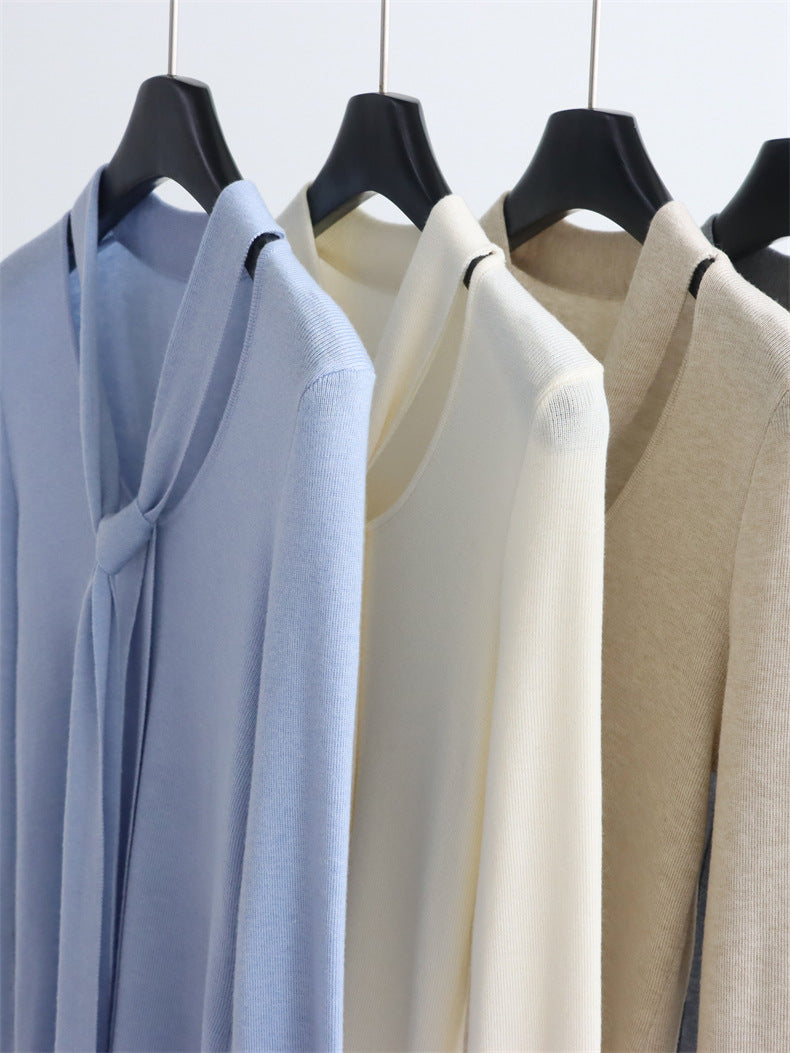 Base knitwear top with a tie | 6 color