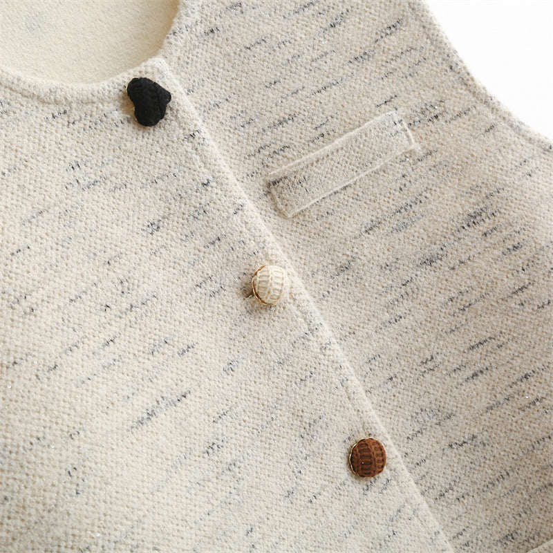 Tweed Textured Buttoned Vest