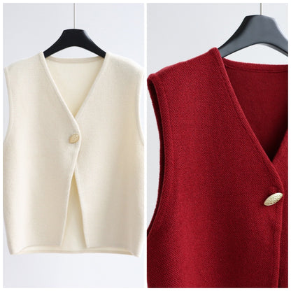 Single Gold-Button Wool-Blend Vest | 3 Colors