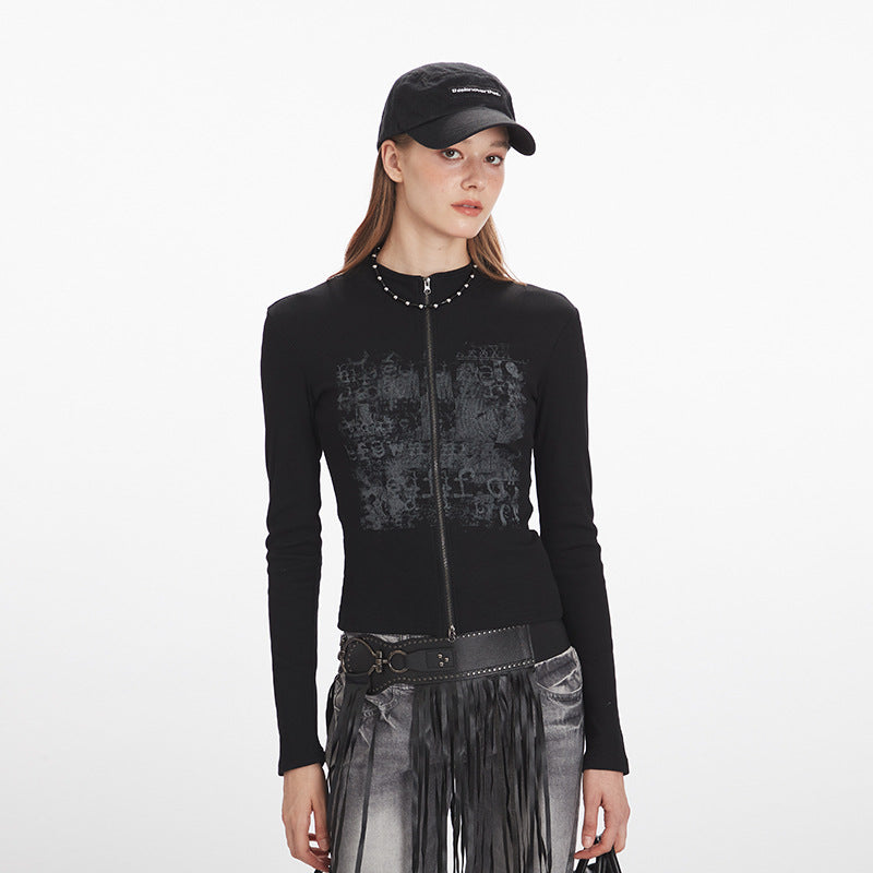 Double-zipper slim knit top | 2 color