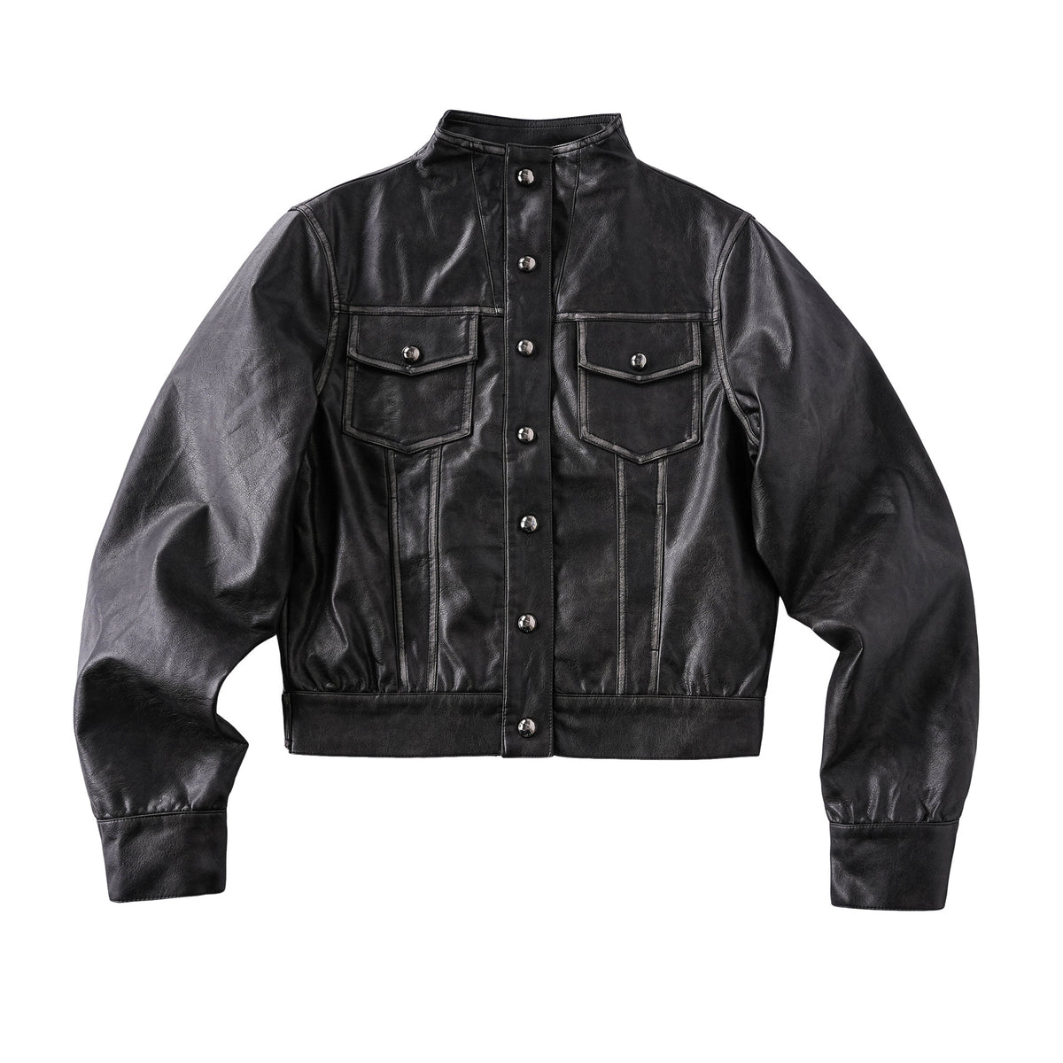 Pokiovo Cropped Faux Leather Jacket