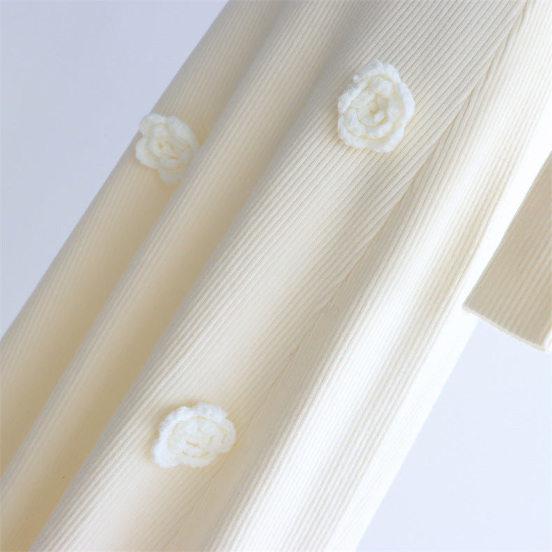 Floral Appliqué Ribbed Knit Maxi Dress | 2 Colors